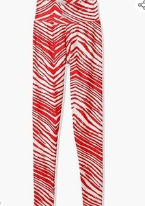 Zubaz Standard Zebra Leggings in Red/White Size S
